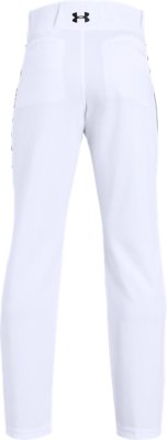 SMALL WHITE W/ RED STRIPE UNDER ARMOUR BOY'S BASEBALL PANTS